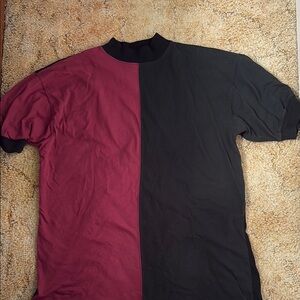 Two-Tone Black and Maroon T-Shirt